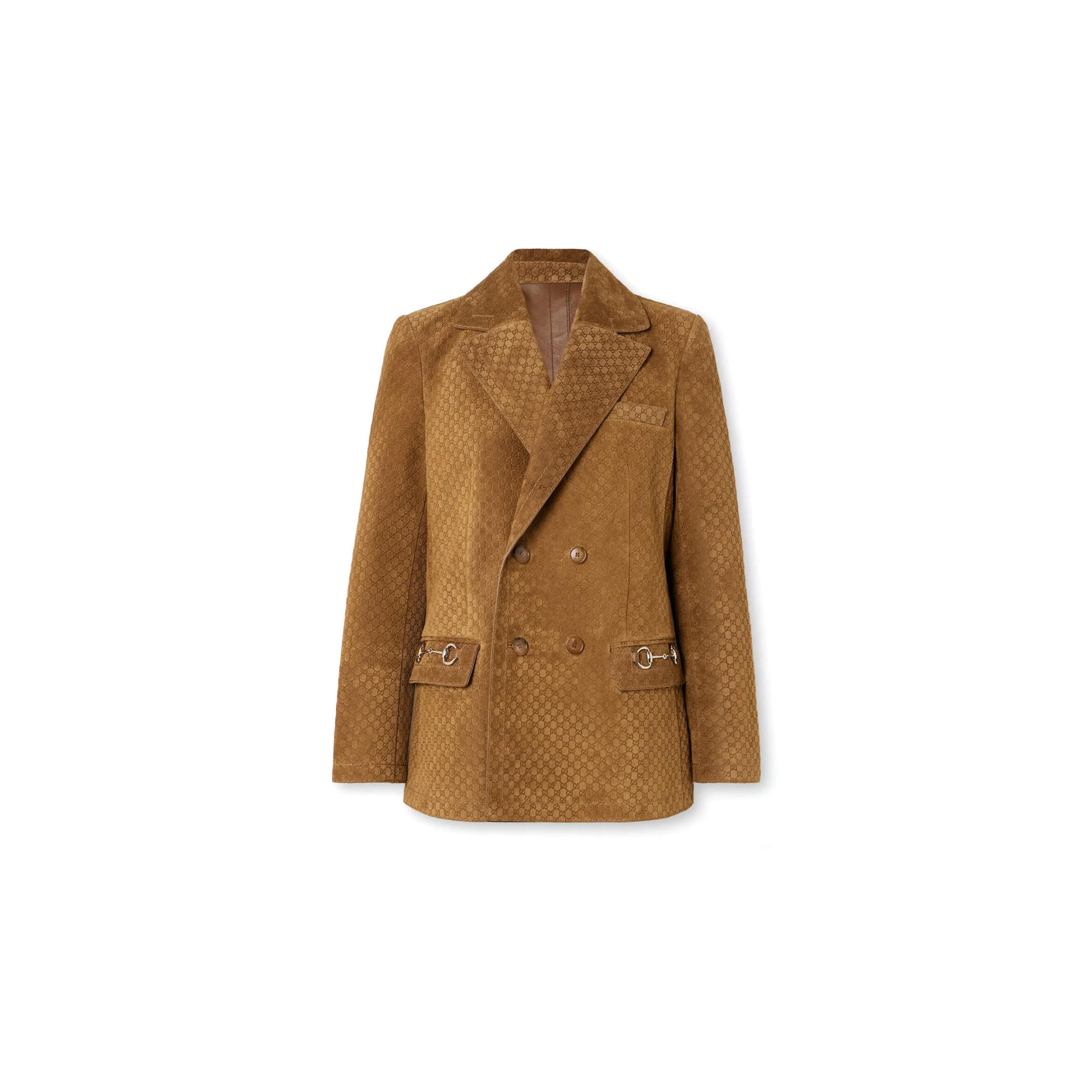 GUCCI DOUBLE-BREASTED SUEDE BLAZER WITH HORSEBIT DETAIL 815833